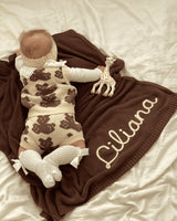 Personalisierte Strickdecke mit Namen - aus 100% Baumwolle