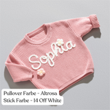 Handgestrickter personalisierter Strickpullover aus 100% Baumwolle