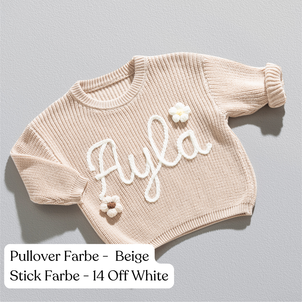 Hand-knitted personalized sweater made of 100% cotton