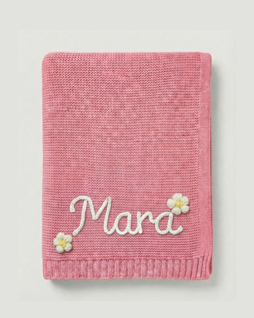 Personalisierte Strickdecke mit Namen - aus 100% Baumwolle