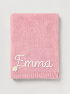 Personalisierte Strickdecke mit Namen - aus 100% Baumwolle
