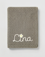 Personalisierte Strickdecke mit Namen - aus 100% Baumwolle