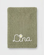 Personalisierte Strickdecke mit Namen - aus 100% Baumwolle