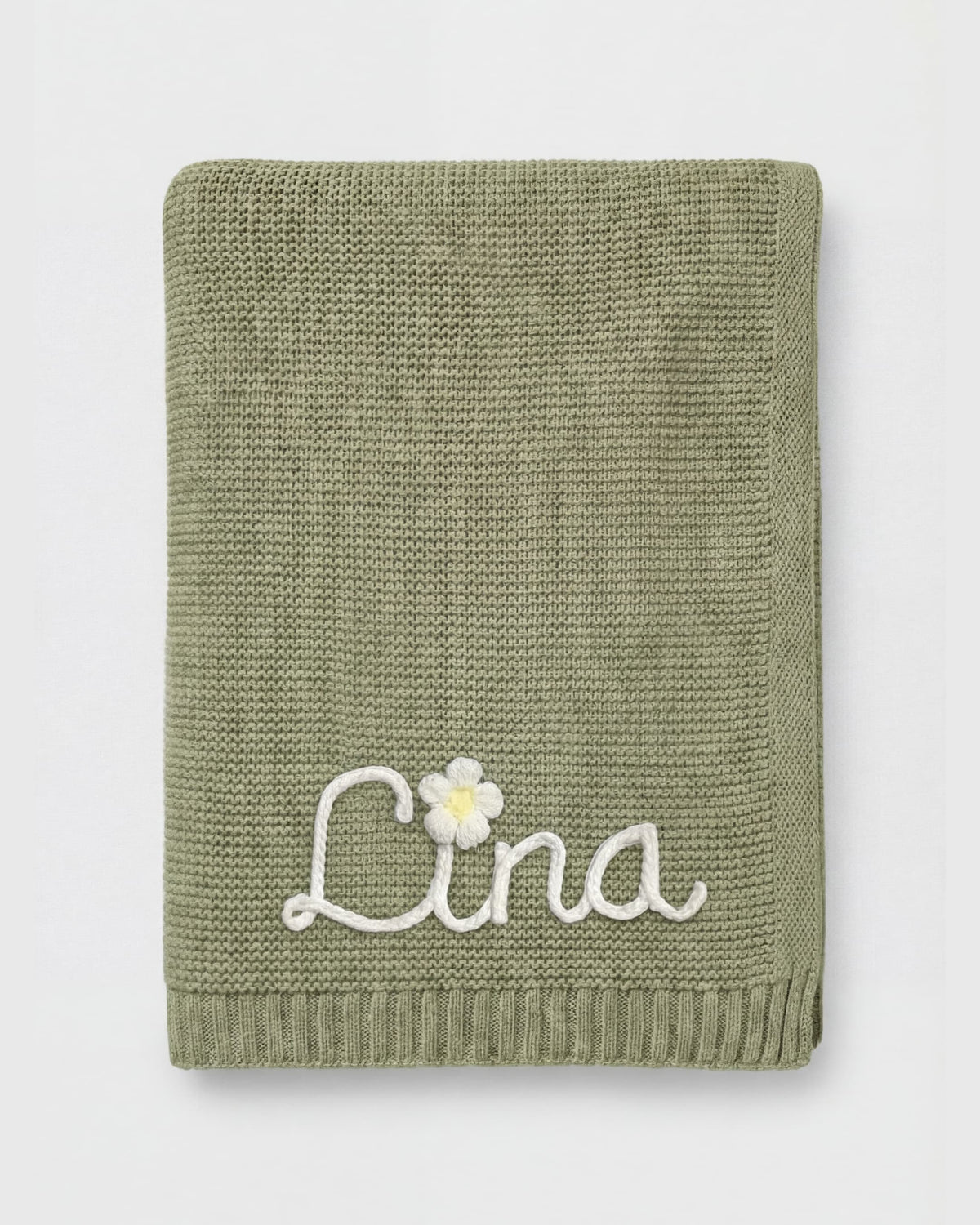 Personalisierte Strickdecke mit Namen - aus 100% Baumwolle