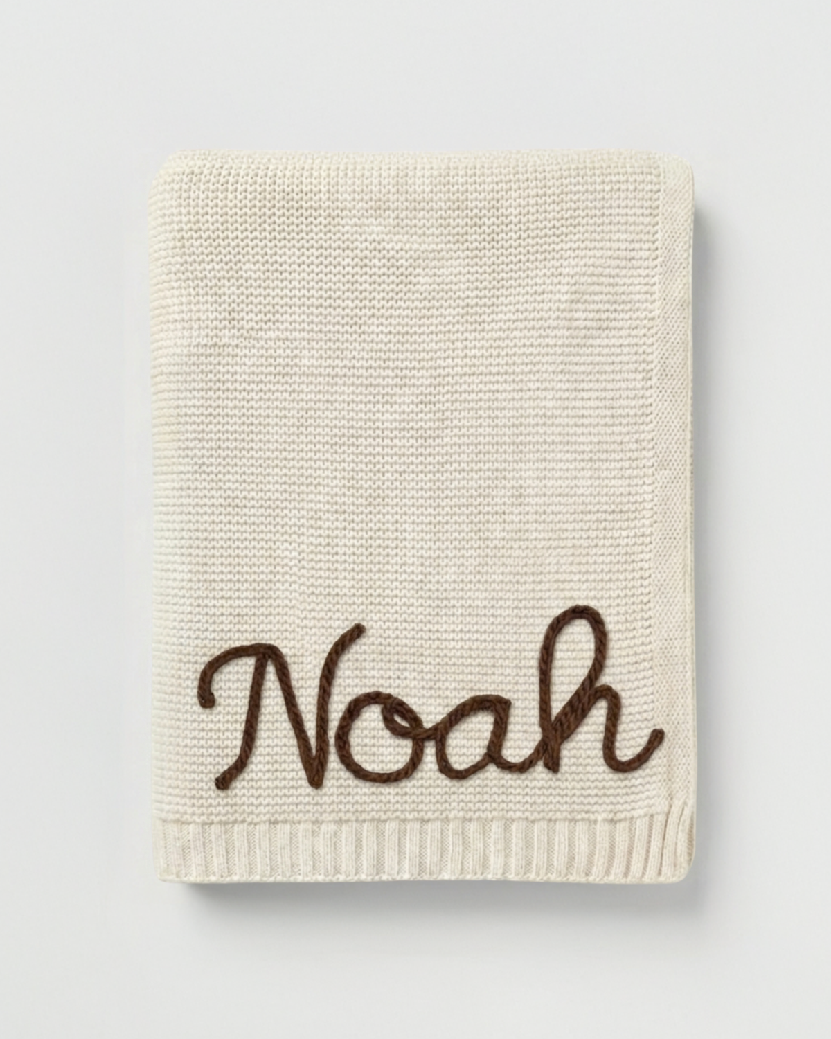 Personalisierte Strickdecke mit Namen - aus 100% Baumwolle