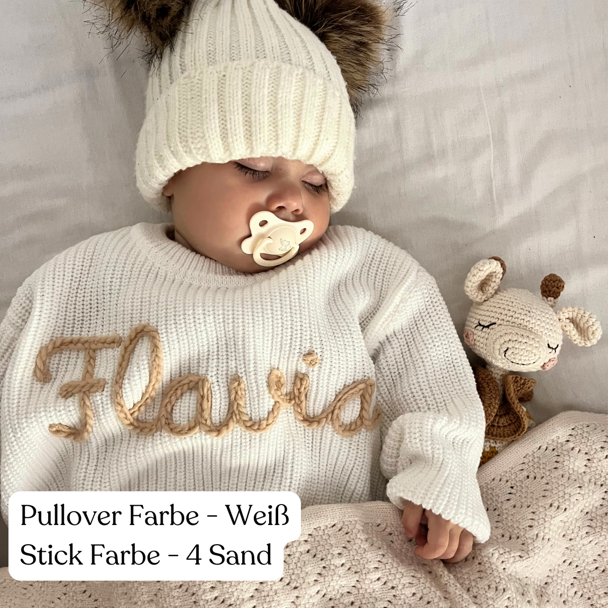Hand-knitted personalized sweater made of 100% cotton