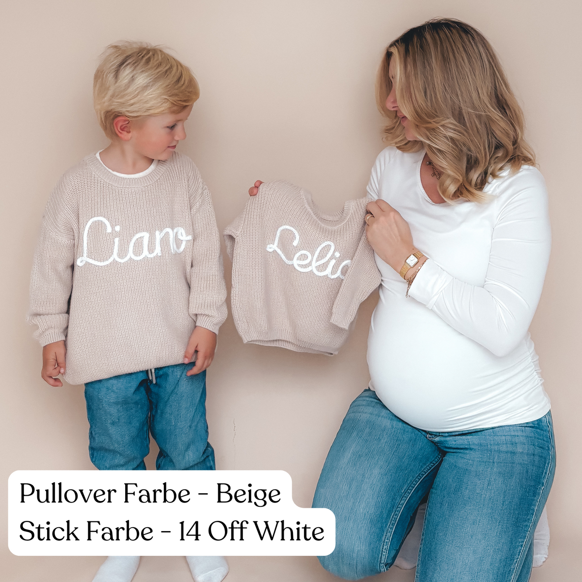 Hand-knitted personalized sweater made of 100% cotton