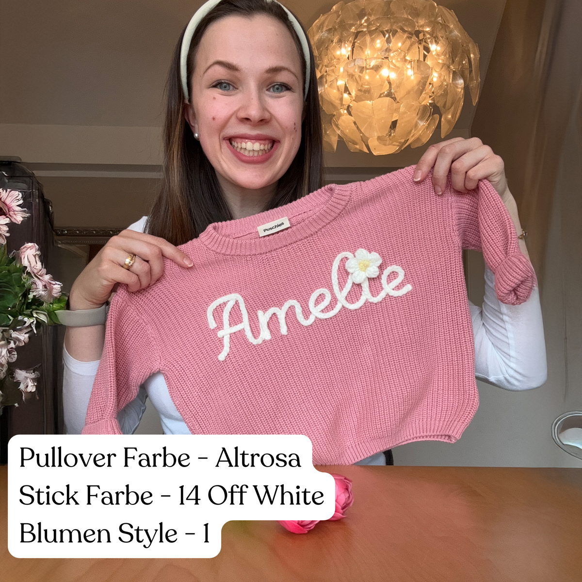 Hand-knitted personalized sweater made of 100% cotton