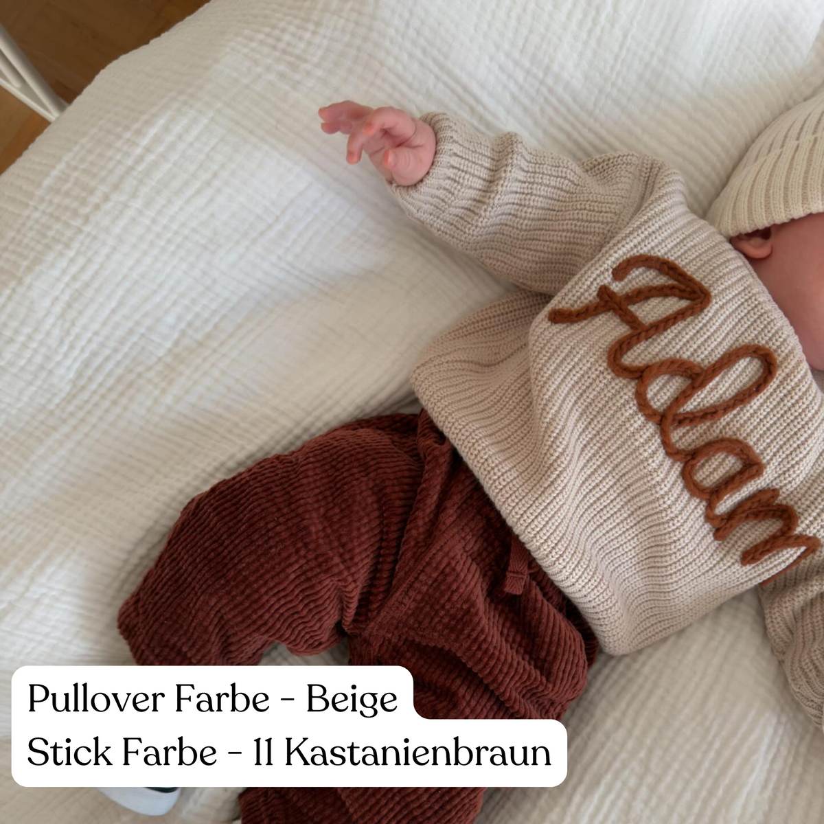 Hand-knitted personalized sweater made of 100% cotton