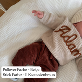 Handgestrickter personalisierter Strickpullover aus 100% Baumwolle