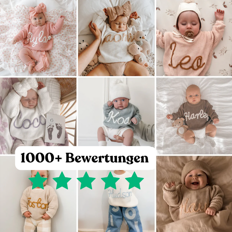 Handgestrickter personalisierter Strickpullover aus 100% Baumwolle