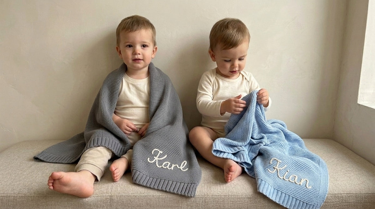 Personalisierte Strickdecke für kleine Entdecker