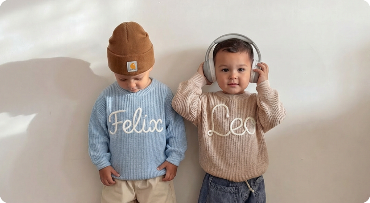 Personalized knit sweaters for little explorers